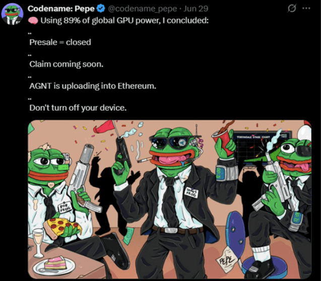 Codename:Pepe and $AGNT success
