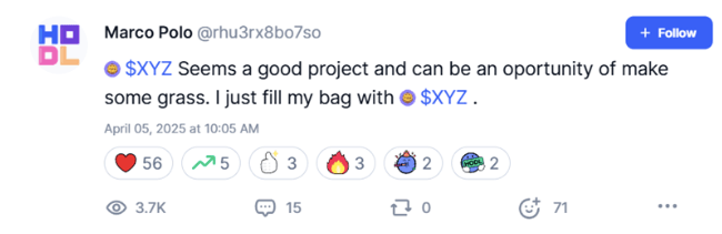 Chart showing XYZVerse growth